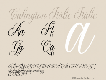 CalingtonItalic-Italic Version 1.000 Font Sample