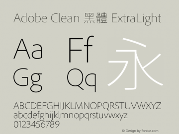 Adobe Clean 黑體 ExtraLight 图片样张