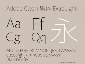 Adobe Clean 黑体 ExtraLight 图片样张