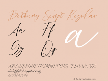 BethanyScript Version 1.000 Font Sample