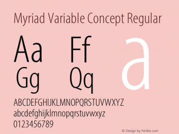 Myriad Variable Concept Version 1.025;hotconv 1.0.108;makeotfexe 2.5.65593 Font Sample