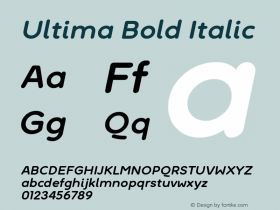 Ultima-BoldItalic Version 1.000; ttfautohint (v1.6) Font Sample