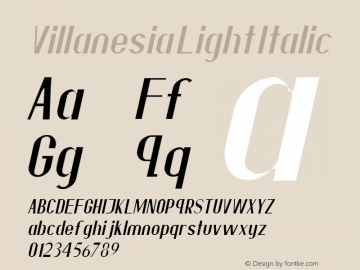 Villanesia Light Italic Version 1.00;February 17, 2019;FontCreator 11.5.0.2421 64-bit Font Sample