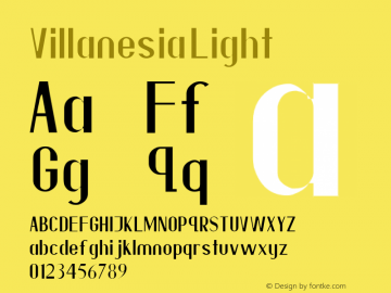 Villanesia Light Version 1.00;February 17, 2019;FontCreator 11.5.0.2421 64-bit图片样张