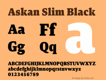 Askan Slim Black Version 1.000 Font Sample