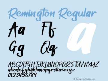 Remington Version 1.00;November 17, 2019;FontCreator 12.0.0.2545 64-bit图片样张