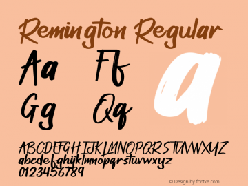 Remington Version 1.00;November 17, 2019;FontCreator 12.0.0.2545 64-bit图片样张