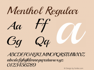 Menthol Version 1.00;November 28, 2019;FontCreator 11.5.0.2422 64-bit Font Sample
