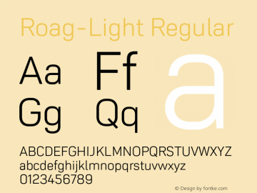 Roag W05 Light Version 1.00 Font Sample