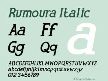 Rumoura-Italic Version 1.000 Font Sample