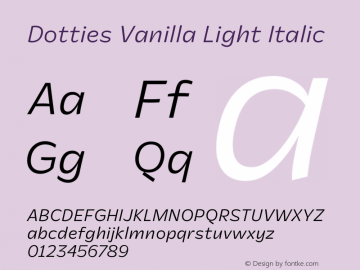 Dotties Vanilla Light Italic Version 1.000;Dotties Chocolate Font Sample