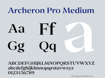 Archeron Pro Medium Version 1.000;hotconv 1.0.109;makeotfexe 2.5.65596图片样张