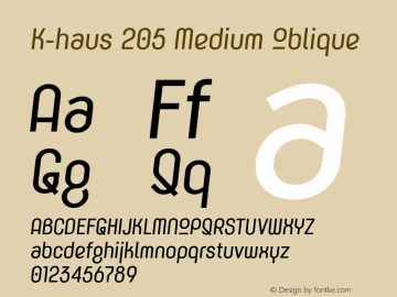 K-haus205-MediumOblique Version 1.000 Font Sample