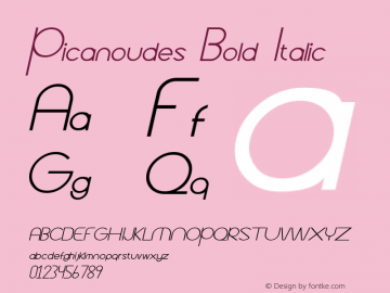 Picanoudes Bold Italic Version 1.00;December 1, 2019;FontCreator 12.0.0.2547 64-bit Font Sample