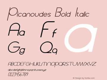 Picanoudes Bold Italic Version 1.00;December 1, 2019;FontCreator 12.0.0.2547 64-bit图片样张