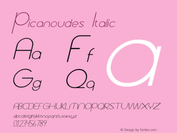 Picanoudes Italic Version 1.00;December 1, 2019;FontCreator 12.0.0.2547 64-bit Font Sample