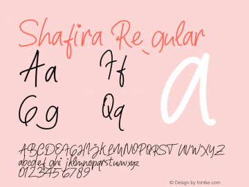 Shafira Version 1.00;December 2, 2019;FontCreator 12.0.0.2547 64-bit图片样张