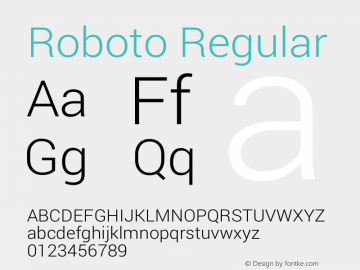 Roboto Regular Version 1.100005; 2012; Build 20130208 for 4.2 Font Sample