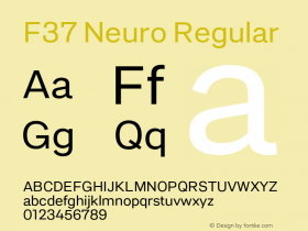 F37 Neuro Regular Version 1.000;hotconv 1.0.109;makeotfexe 2.5.65596 Font Sample