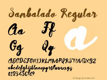 Sambalado 1.000 Font Sample