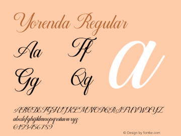 Yorenda Version 1.00;December 5, 2019 Font Sample