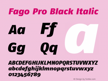 FagoPro-BlackIta Version 7.504; 2007; Build 1020 Font Sample