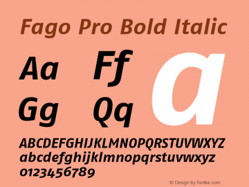 FagoPro-BoldIta Version 7.504; 2007; Build 1020 Font Sample