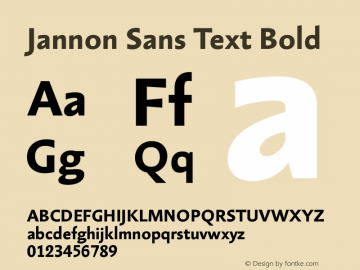 JannonSansText-Bold Version 001.000 Font Sample