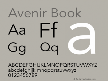Avenir Book 8.0d3e1 Font Sample