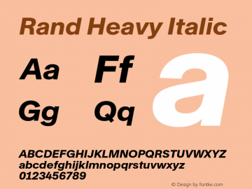 Rand-HeavyItalic Version 1.001 Font Sample