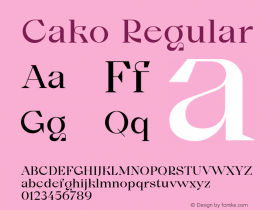 Cako-Regular Version 1.000;PS 001.000;hotconv 1.0.88;makeotf.lib2.5.64775 Font Sample