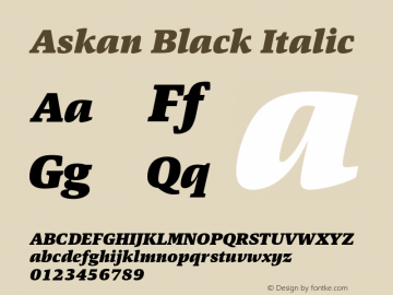 Askan Black It Version 1.000 Font Sample