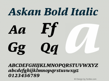 Askan Bold It Version 1.000 Font Sample