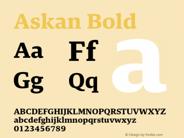 Askan Bold Version 1.000 Font Sample