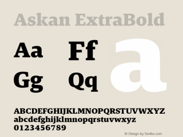 Askan ExtraBold Version 1.000 Font Sample