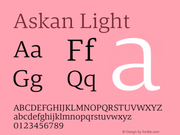Askan Light Version 1.000 Font Sample