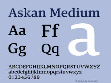 Askan Medium Version 1.000 Font Sample