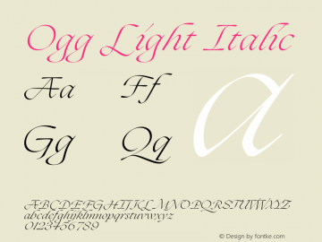 Ogg-LightItalic Version 2.000;hotconv 1.0.109;makeotfexe 2.5.65596 Font Sample