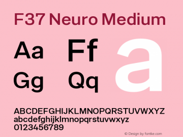 F37 Neuro Medium Version 1.000;hotconv 1.0.109;makeotfexe 2.5.65596 Font Sample