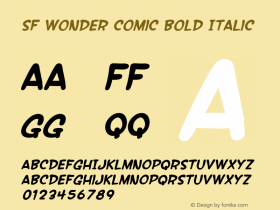 SF Wonder Comic Bold Italic ver 1.0; 2000. Freeware. Font Sample