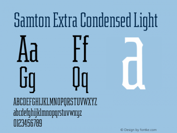 Samton Extra Condensed Light Version 1.000;PS 001.000;hotconv 1.0.88;makeotf.lib2.5.64775 Font Sample