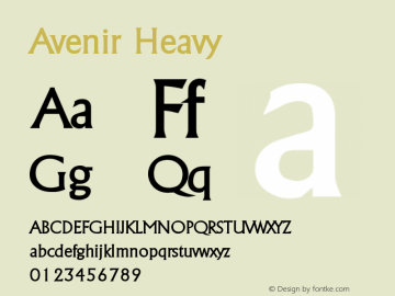 Avenir Heavy 8.0d5e3 Font Sample