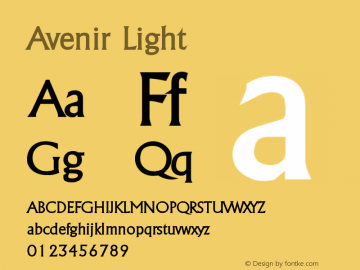 Avenir Light 8.0d5e3 Font Sample