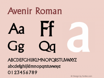 Avenir Roman 8.0d5e3 Font Sample