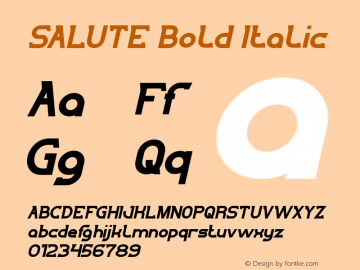 SALUTE Bold Italic Version 1.00;July 2, 2019;FontCreator 11.5.0.2430 64-bit图片样张