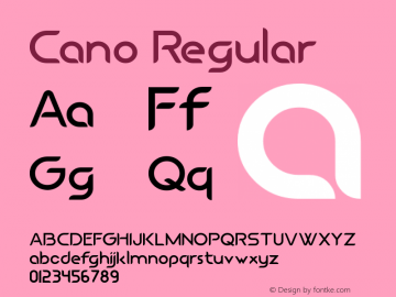 Cano Version 1.00;August 9, 2019;FontCreator 11.5.0.2430 32-bit图片样张