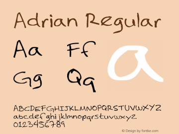 Adrian Version 1.00 April 5, 2009, initial release, www.yourfonts.com图片样张