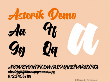 Asterik Demo Version 1.00;November 15, 2019;FontCreator 12.0.0.2547 64-bit Font Sample