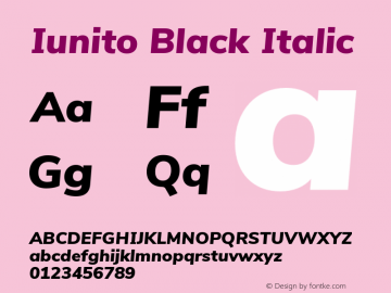 Iunito-BlackItalic Version 2.001;November 30, 2019;FontCreator 12.0.0.2547 64-bit; ttfautohint (v1.6)图片样张