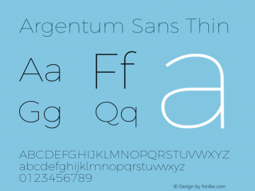 ArgentumSans-Thin Version 2.00;December 3, 2019;FontCreator 12.0.0.2547 64-bit图片样张